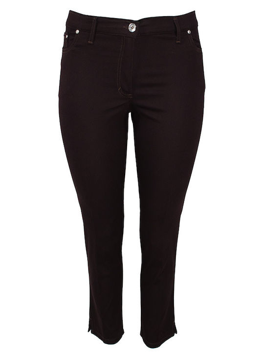 Forel Damen Stoff Hose in Schlanker Passform Brown