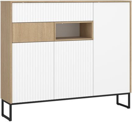 Sideboard Balbenu 100 made of Wood & Metal with Drawers Light Wood Color, White 40x40x148cm