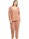 Sexen Winter Women's Pyjama Set Pink Plus Size