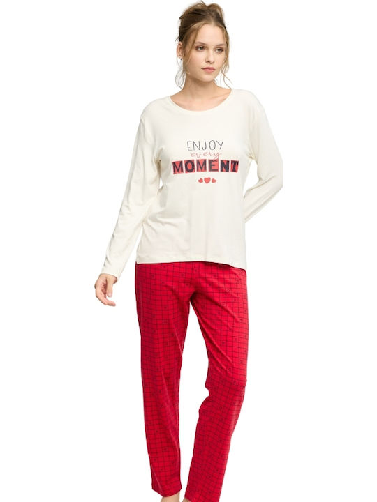 Sexen Winter Damen Pyjama-Set Red