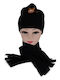 Kids Beanie Set with Scarf Knitted Black
