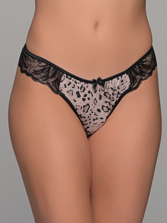 Γυναικείο String με Δαντέλα Animal Print