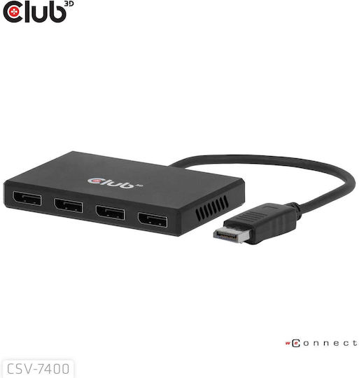 Club-3d Dp Hub Csv-7400 Displayport 1.4 Четворен Монитор Mst 4x4k30hz