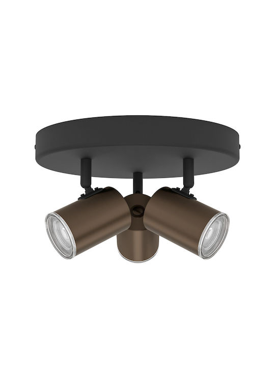 Eglo Consuma Triple Ceiling & Wall Spot with GU10 Lamp Adapter in Bronze Color