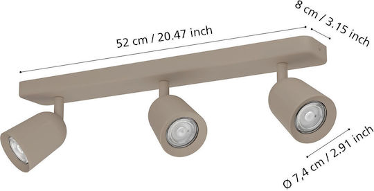 Eglo Camaldoli Triple Ceiling & Wall Spot with GU10 Lamp Adapter in Beige Color Eglo Camaldoli Triple Ceiling & Wall Spot with GU10 Lamp Adapter in Beige Color