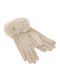 Women's Leather Touch Gloves Beige