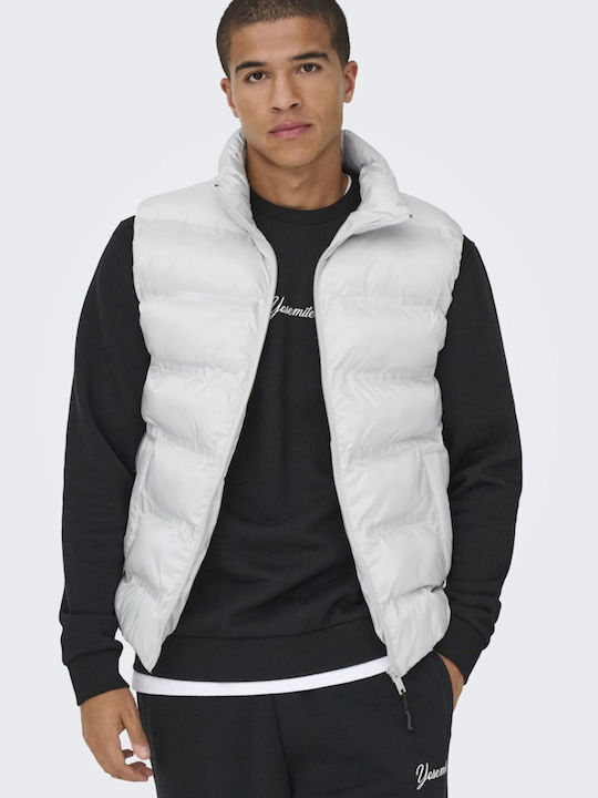 Only & Sons Αμάνικο Μπουφάν Puffer Γκρι, Vapor ...