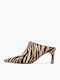 Leather Mules with Heel in Brown Color