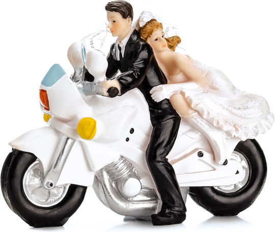 Figurină Mireasă și Mire Pe Motocicletă 11,5cm