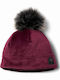 Pom Pom Beanie Beanie Knitted in Burgundy color