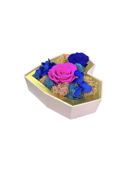Aranjament Floral Special 5 Flori Criogenate Pe Un Pat De Mușchi Creț Stabilizat Licheni Naturali