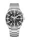 Quantum Dual Time Men's Watch 43mm Battery with Silver Metal Bracelet