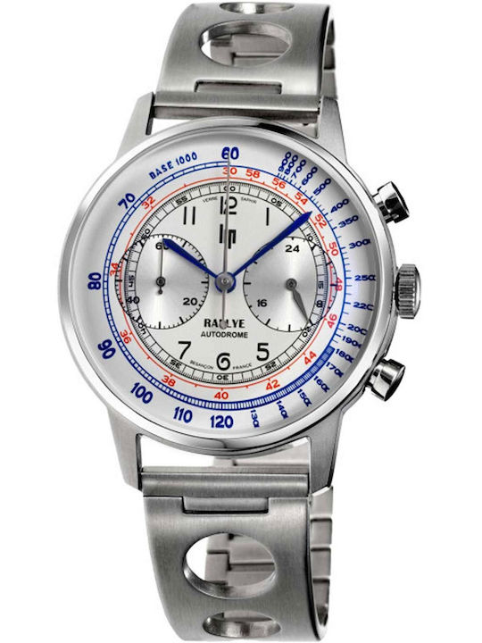 Lip Watches Rallye Men's Watch Chronograph Battery with Silver Metal Bracelet