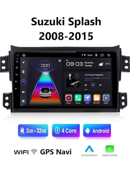 Car Audio System for Suzuki Splash 2008-2015 (Bluetooth/USB/WiFi/GPS/Apple-Carplay/Android-Auto) with Touch Screen 9"