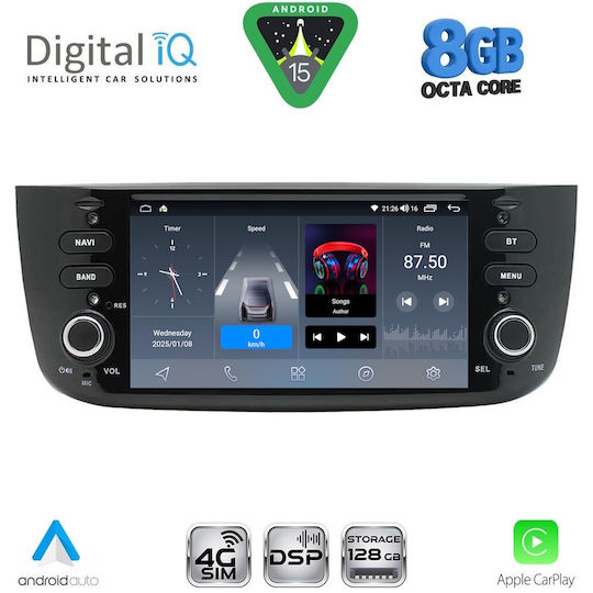 Digital IQ Ηχοσύστημα Αυτοκινήτου για Fiat Grande Punto 2012 (Bluetooth/USB/WiFi/GPS/Apple-Carplay/Android-Auto)