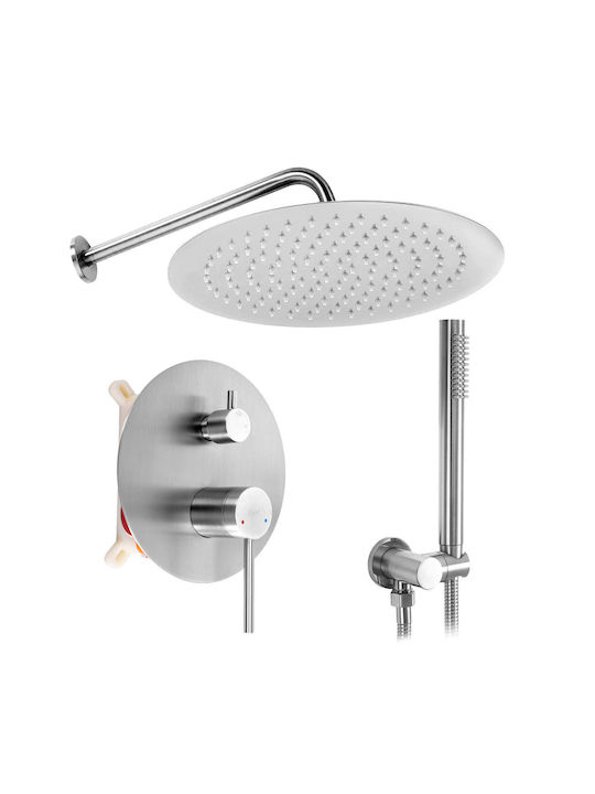 Rea Set Mischer, Handbrause & Duschkopf für Wandmontage für Dusche Silber