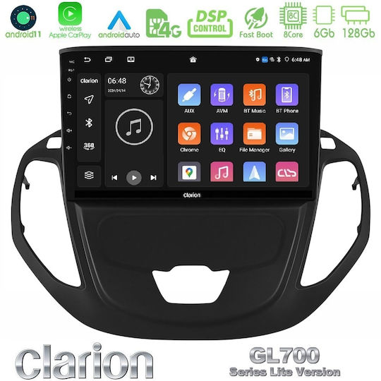 Clarion Car Audio System for Ford Transit Courier 2015-2023 (Bluetooth/USB/WiFi/GPS/Apple-Carplay/Android-Auto) with Touch Screen 9"