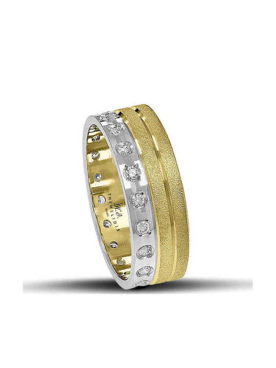 Themelidis Jewels Σετ Βέρες Δίχρωμες 9Κ με Ματ Φινίρισμα και Ζιργκόν