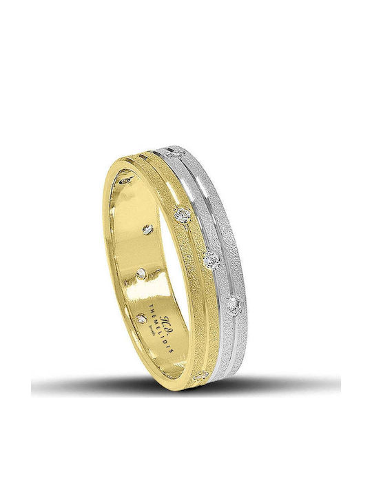 Themelidis Jewels Σετ Βέρες Δίχρωμες 14Κ με Ματ Φινίρισμα και Ζιργκόν