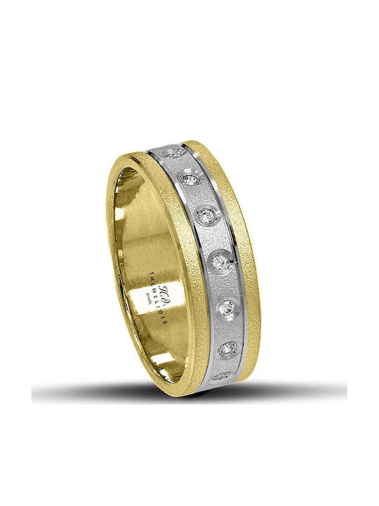 Themelidis Jewels Σετ Βέρες Δίχρωμες 9Κ με Ματ Φινίρισμα και Ζιργκόν
