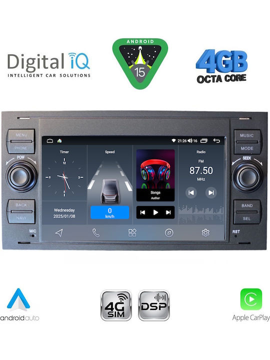 Digital IQ Car Audio System for Ford C-Max 2004-2008 Bluetooth USB Wi-Fi GPS Apple CarPlay Android Auto with 7 Inch Touch Screen DIGITAL IQ BLG 402B CPA