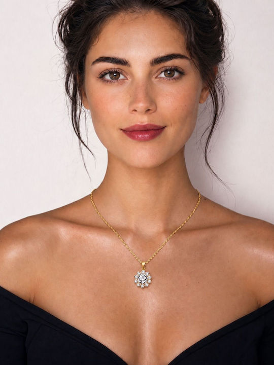 By Queen Luxury Jewelry Gold Necklace 18K Moissanite Flower Pattern