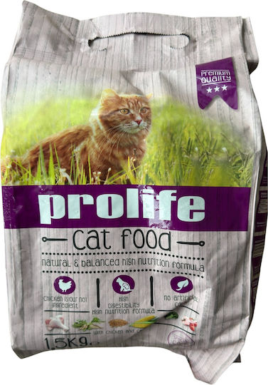 Prolife Dry Food for Adult Cats with Chicken / Meat / Corn 1.5kg