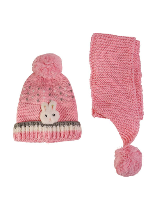 Kinder Mütze Set Gestrickt Rosa