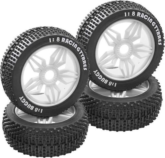 Protonrc 1/8 RC Buggy Rubber Tires with 5 Spoke Plastic Rim 17mm Hex