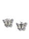 Kids Earrings Silver Enamel Butterflies Crystals Rhodium Plated Woofie 0130521601