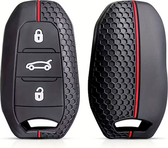 Silicone Key Case 3 Buttons Peugeot Citroen Black