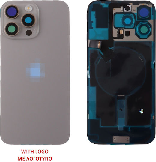 iPhone 16 Pro Battery Cover + Camera Lens + Metal Plate + Flashlight + Charging Flex + NFC Titanium Natural