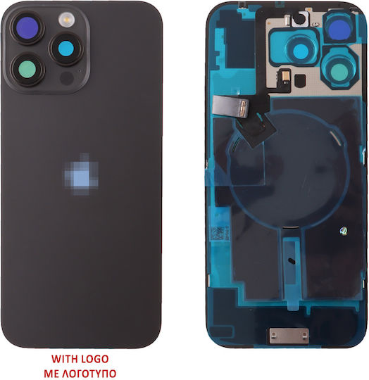 iPhone 16 Pro Max Battery Cover + Camera Lens + Metal Plate + Flashlight + Charging Flex + NFC Titanium Black
