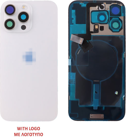 Iphone 16 Pro Battery Cover + Camera Lens + Metal Plate + Flashlight + Charging Flex + Nfc Titanium White
