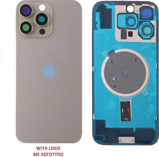 iPhone 16 Pro Max Капак За Батерия + Обектив За Камера + Метална Плочка + Magsafe Титаниев Натурален