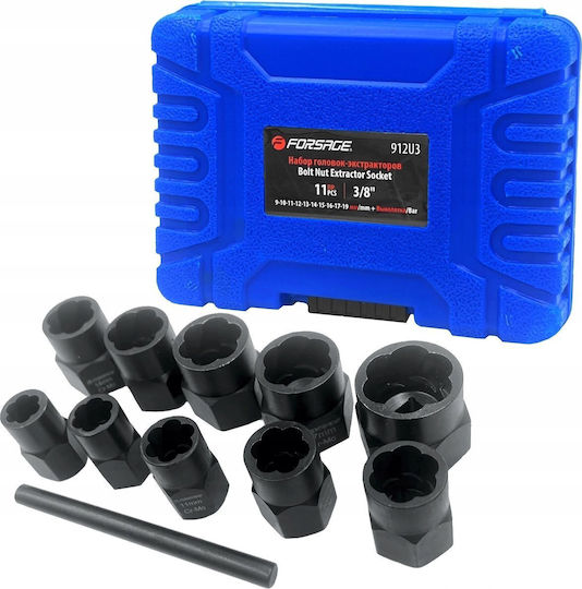 Rockforce Καρυδάκια με Καρέ Υποδοχής 3/8" Σετ 11τμχ