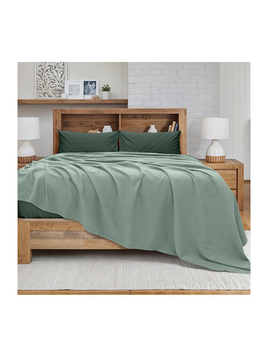 Lino Home Cocoon Pique Double Blanket 220x240cm Mint