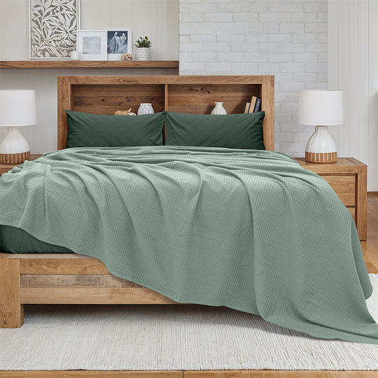 Lino Home Cocoon Pique Double Blanket 220x240cm Mint