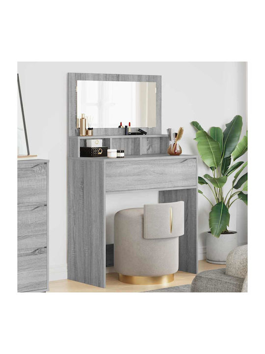 Floor-standing Bedroom Makeup Dressing Table Wooden Grey with Mirror 80x39.5x135cm