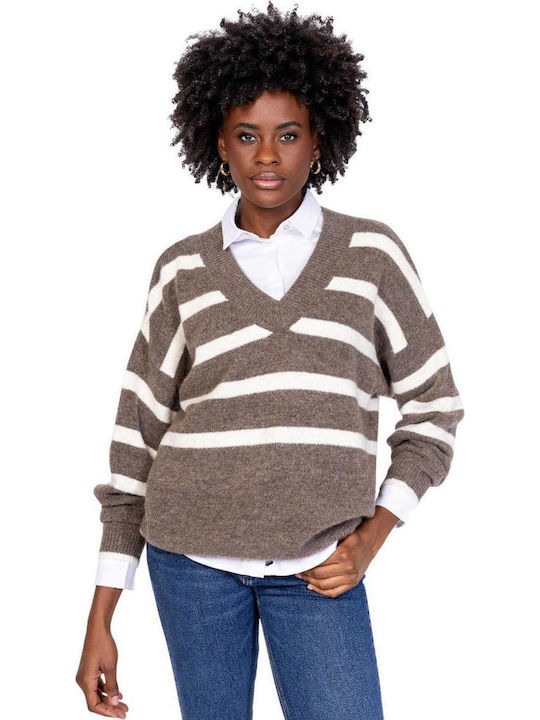 Heavy Tools Damen Pullover mit V-Ausschnitt Ges...