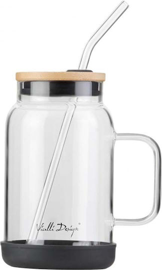 Vialli Design Pahar pentru apa din Sticlă cu pai 600ml