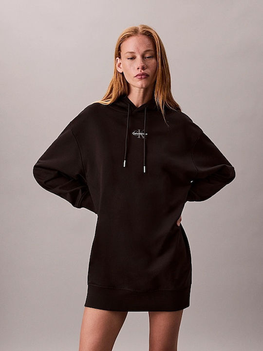 Calvin Klein Rochie Mini Cu Glugă Neagră
