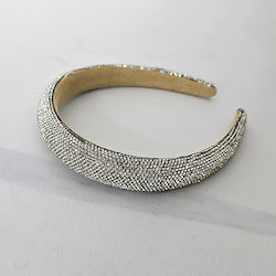 Medelina Puffy Headband Embedded Stones Silver