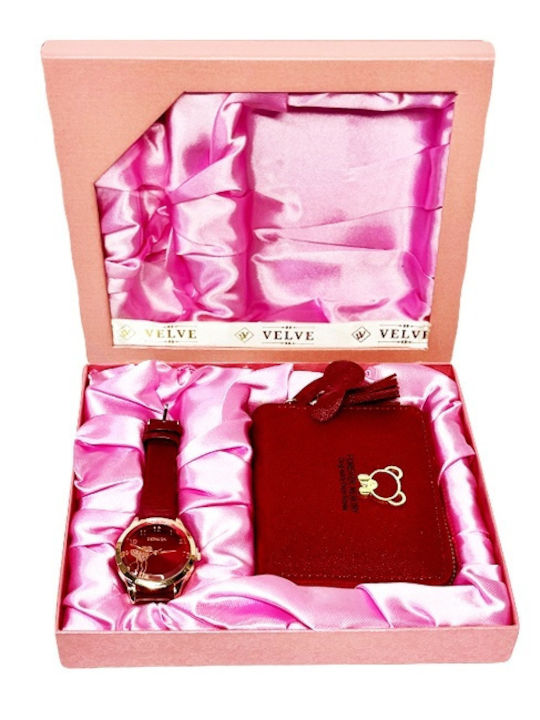 Velve Damen Uhr mit Rot Lederarmband