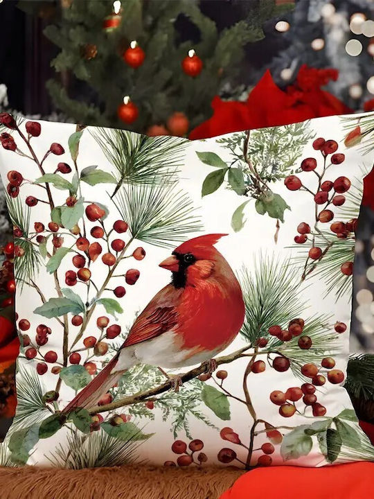 By Queen Limited Festive Edition Μαξιλαροθήκη Καρδινάλιο Κλαδιά Πεύκου 45x45εκ