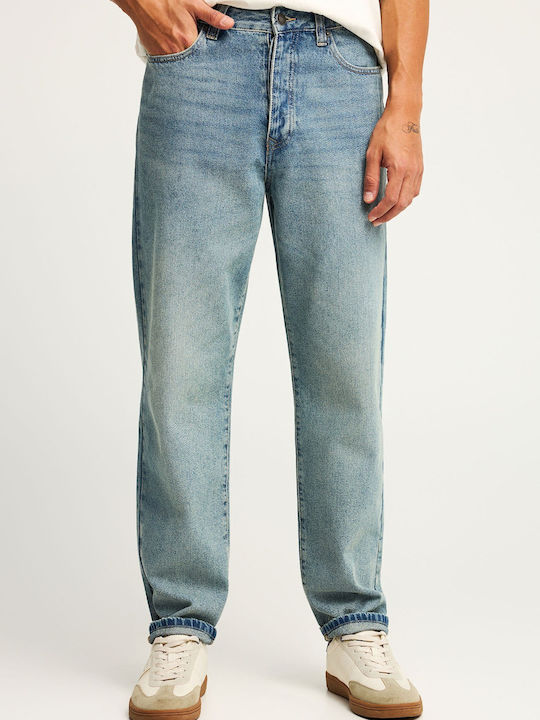 Men's Jeans Pants with Loose Tapered Fit Washed Effects