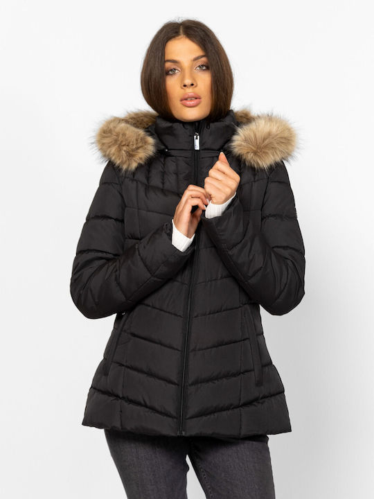 Γυναικείο Puffer Μπουφάν για Χειμώνα Black