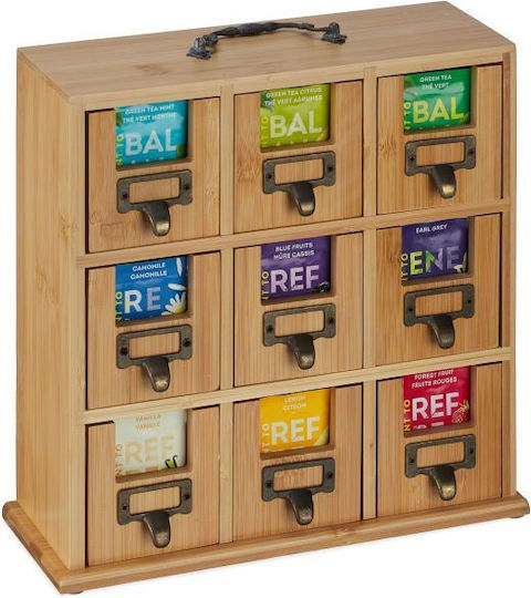 Relaxdays Caseta Pentru Ceai / Cafea Cu Capac Din Lemn Maro 29x11.5x30cm