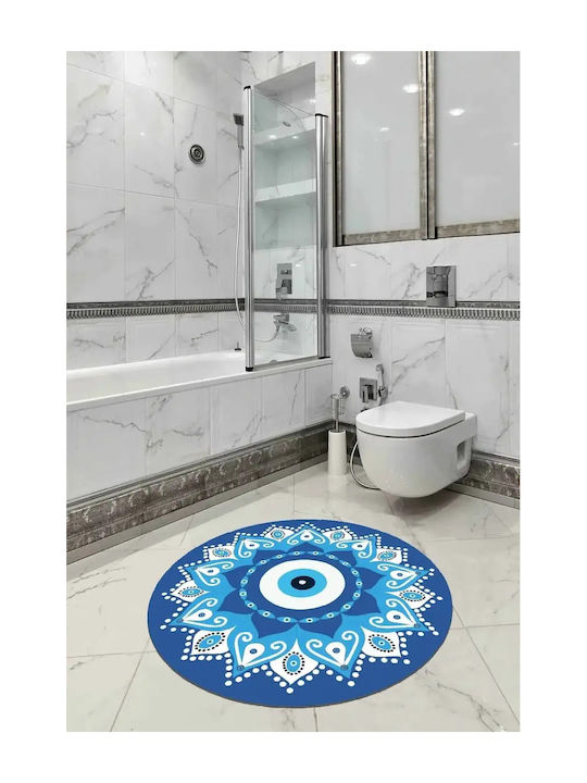 Round Bath Mat Blue Evil Eye Against Bad Energy 100cm