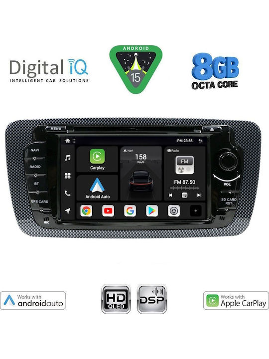 Digital IQ Auto-Audiosystem für Seat Ibiza 2008-2015 (Bluetooth/USB/AUX/WiFi/GPS/Apple-Carplay/Android-Auto) mit Touchscreen 7"